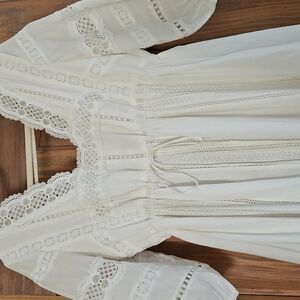 Anthropologie Eri + Ali Gustavia White Lace Knee Length Dress